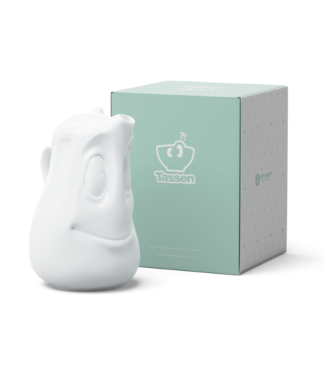Tassen  Koffie- of theekan 'Good Mood' in wit porselein, 1200ml