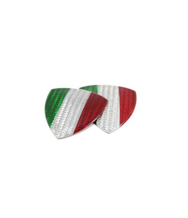 Koshi Group White Carbon Fiber Fender Shield Emblem w/ Italia Flag