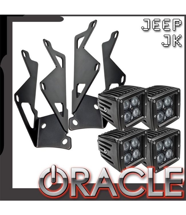 Oracle Lighting ORACLE Jeep JK Dual Light Mounting Pillar Brackets + Lights Combo