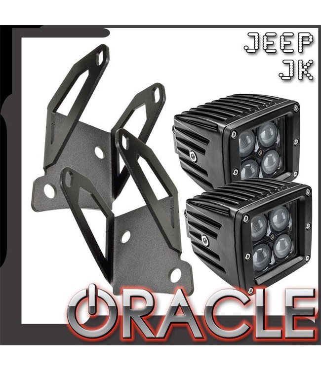 Oracle Lighting ORACLE Jeep JK Single Light Mounting Pillar Brackets + Lights Combo