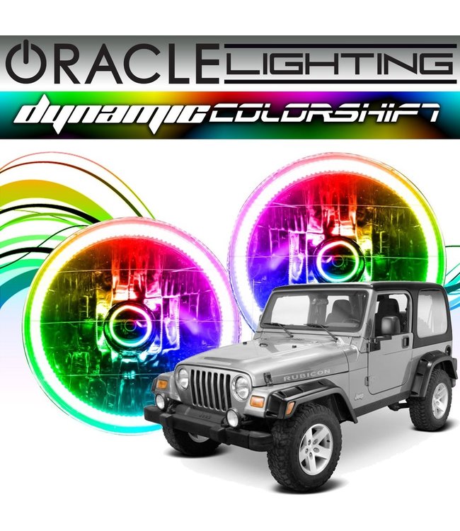 1997-2006 Jeep Wrangler TJ ORACLE Head Light Halo Kit - Dynamic ColorSHIFT  - FXbrands .