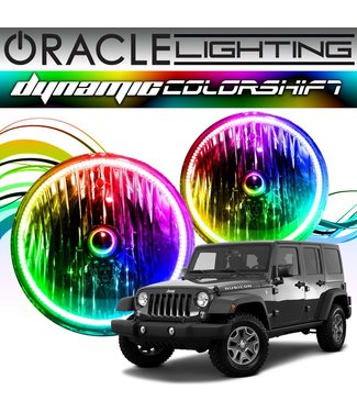 Oracle Lighting 2007-2017 Jeep Wrangler ORACLE Head Light Halo Kit - Dynamic ColorSHIFT