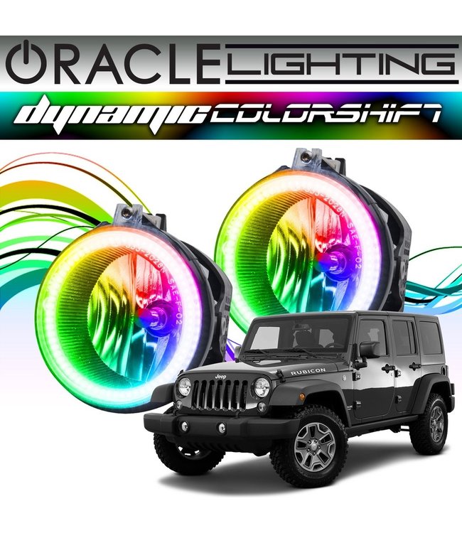 2007-2017 Jeep Wrangler ORACLE Dynamic ColorSHIFT Fog Light Halo Kit -  FXbrands .