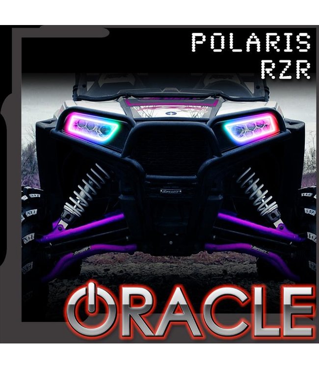 Oracle Lighting 2014-2021 Polaris RZR 900/1000 Turbo ORACLE Dynamic RGB+A Sequential Turn Signal Headlight Halo Kit