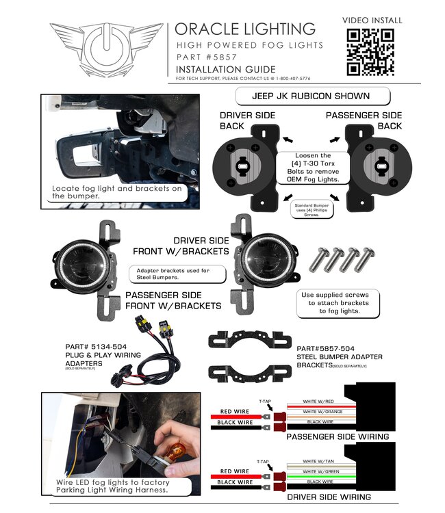 Oracle Lighting ORACLE Lighting LED Fog Light Adapter Brackets for Steel Bumper Wrangler