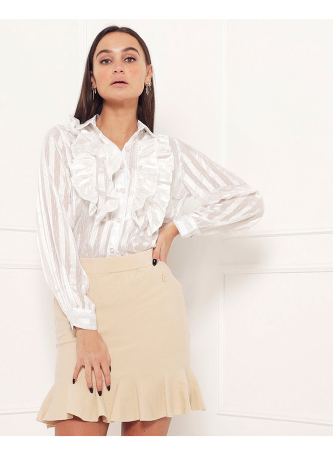 The ruffle effect blouse - white #1509