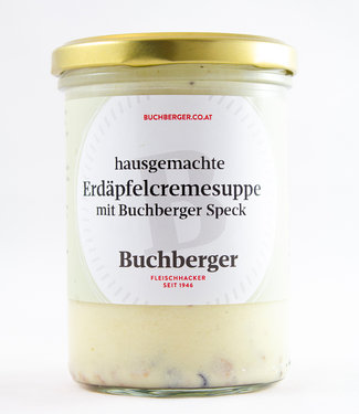 Hausgemachte Erdäpfelcremesuppe im Glas