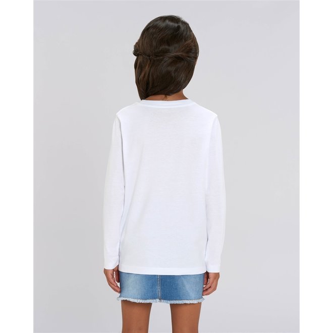 Basic witte kinder t shirt met lange mouwen - 100% biologisch katoen