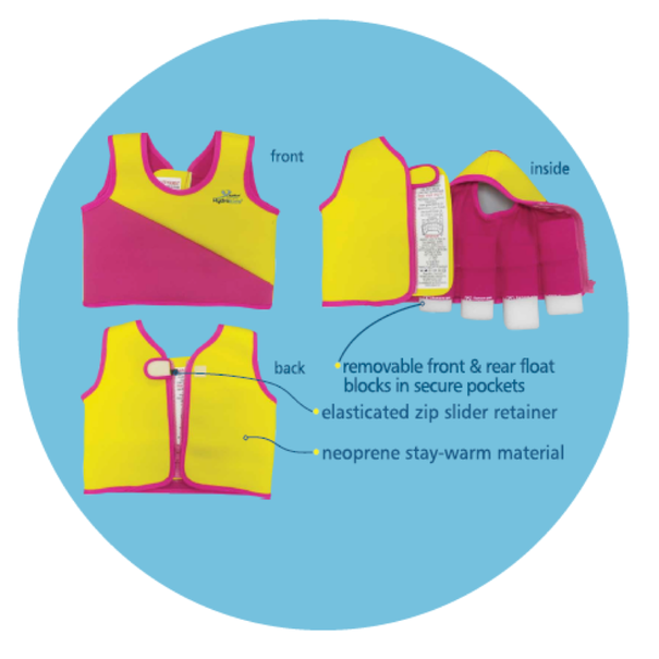 Hebeco New Swim Trainer Jacket Size 2 (2-3 Yrs) Pink/Yellow