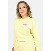 Momager korte sweater met ronde hals - licht geel