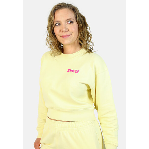 cdkn Momager korte sweater met ronde hals - licht geel