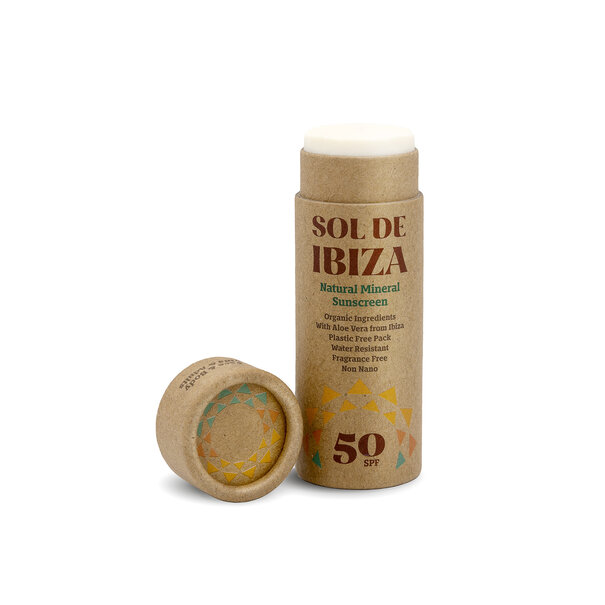Sol de Ibiza Waterless Solid Sunscreen Face & Body - Plastic Free Stick SPF50
