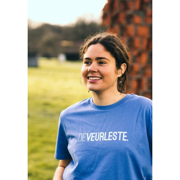 Kleir. DEVEURLESTE. Blauw T-shirt met opdruk.