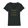 Moet Just Niks - T-shirt Vrouw -zwart/goud V-hals