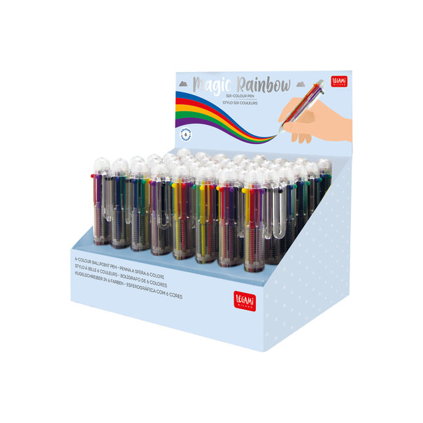 Legami magic regenboog - 6 kleurige ballpoint pen