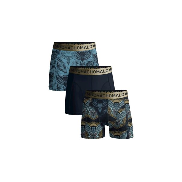 Muchachomalo Men 3-Pack Boxer Shorts Print/Print/Solid Blue