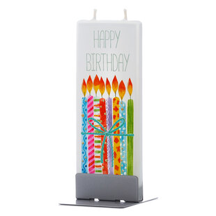 Platte handgemaakte kaars - Happy Birthday kaarsen