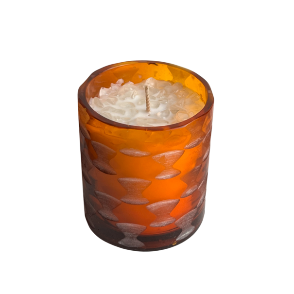 Muno Oranje 20' Glazen Handgemaakte Kaars Met Edelstenen / Helder Kristal