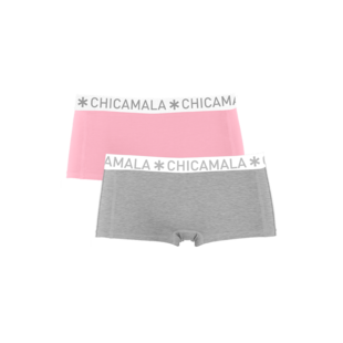 Ladies 2-pack Boxer Shorts Solid Grey/Pink