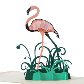 3D Pop Up Kaart Flamingo groen