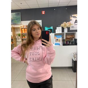 Moet just niks hoodie unisex roze