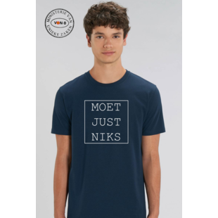 Moet Just Niks kader Unisex - T-shirt - Donkerblauw