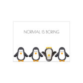 Postkaart met enveloppe  Normal is boring Pinguin