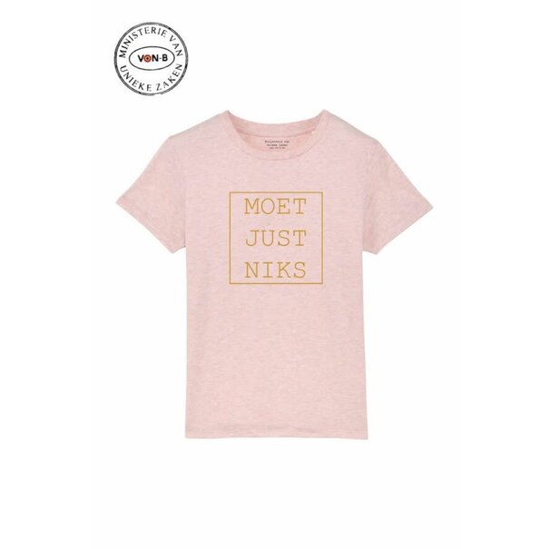 Ministerie van Unieke Zaken Moet Just Niks T-Shirt Kids Roze