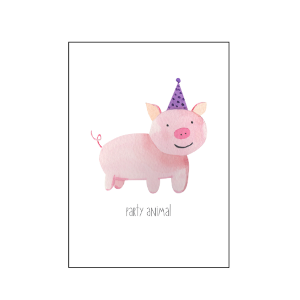 Made by e l l e n Postkaart met enveloppe  Party animal