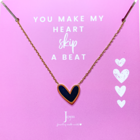 You make my heart skip a beat - Ketting Stainless Steel Heart Black