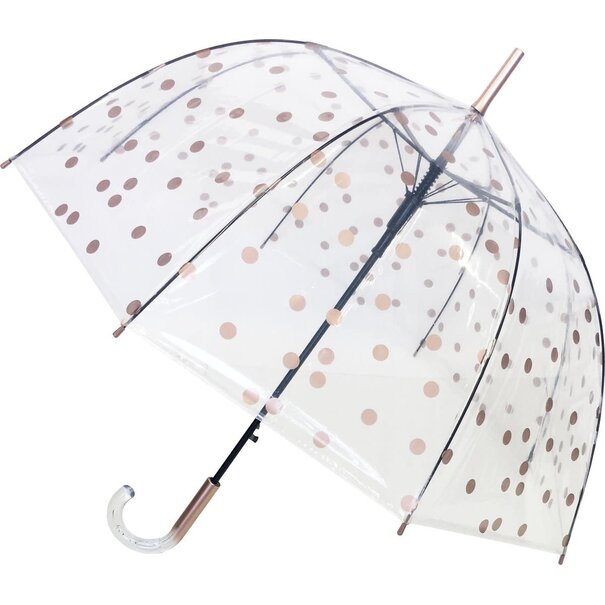 Paraplu stippen - transparant - goud