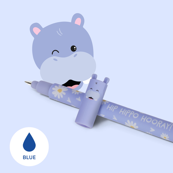 Legami Uitwisbare pen - Hippo  - blauwe  inkt