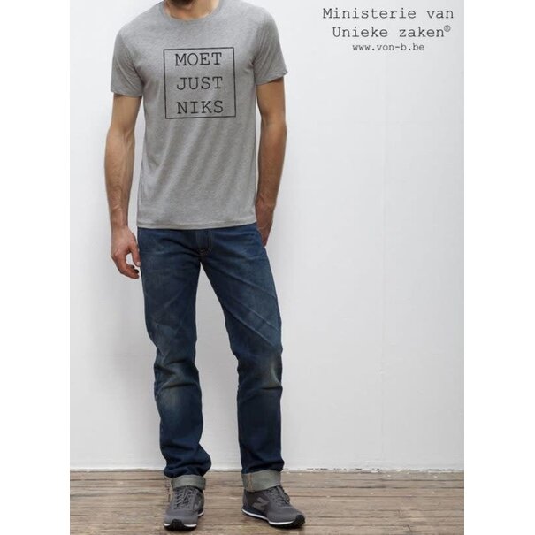Ministerie van Unieke Zaken Moet Just Niks T-shirt Man - grijs kader