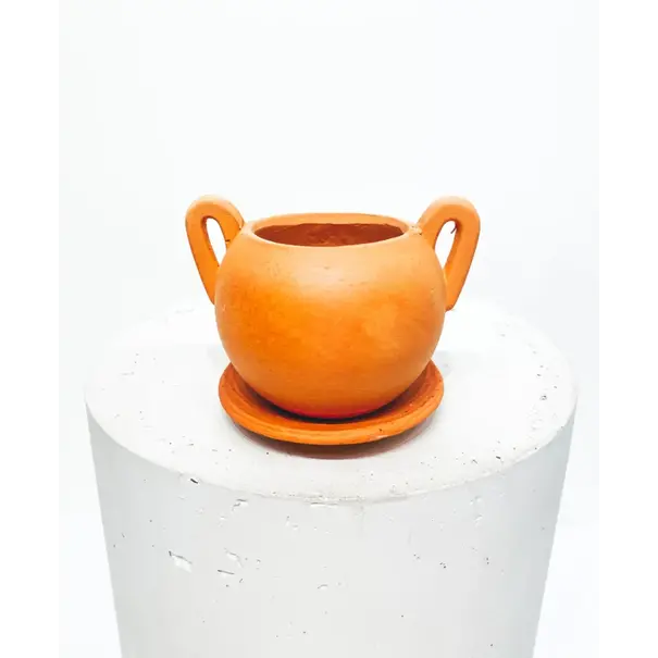 Colombian Boho Bola pot with handles D11 H9