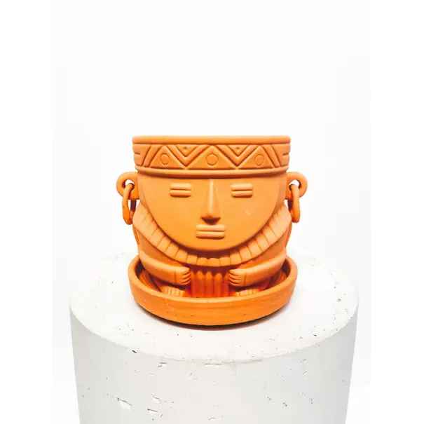 Colombian Boho Terracotta Muisca man pot D15