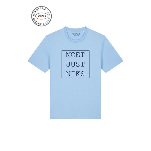 Ministerie van Unieke Zaken T-shirt - Unisex - Soul Blue - Moet Just Niks