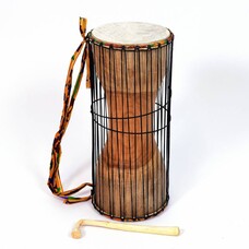 Talking drum 'dondo' Hausa Ø 21 x h 50 cm