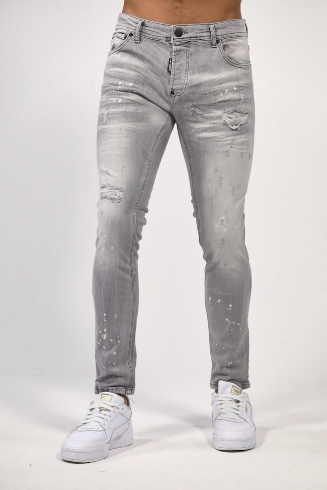 Uniplay Slim Fit Destroyed Spijkerbroek Grijs | Gratis Verzending - Crivaldi