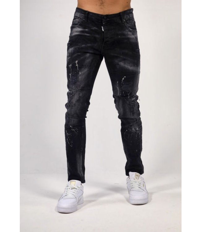 Uniplay Slim Fit Destroyed Spijkerbroek Zwart | Gratis Verzending - Crivaldi