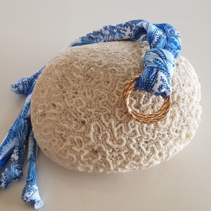 Classic Print Linten Royal Blue met Gouden Ringen