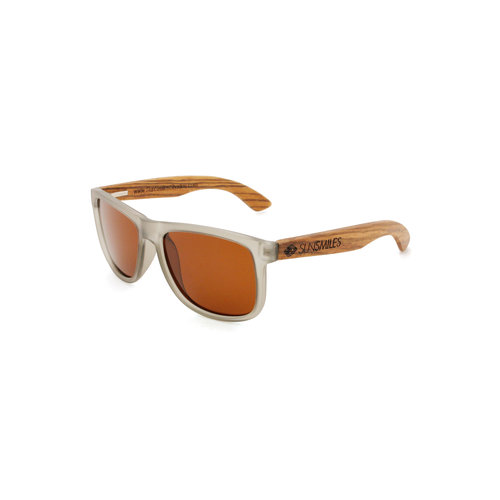 Wooden sunglasses Justin gray with polarized brown lens