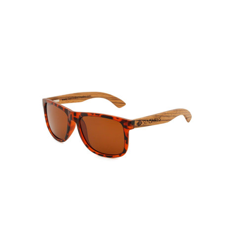 Wooden sunglasses Justin tortoise with polarized brown lens