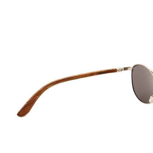 Wooden sunglasses with silver polarized lenses