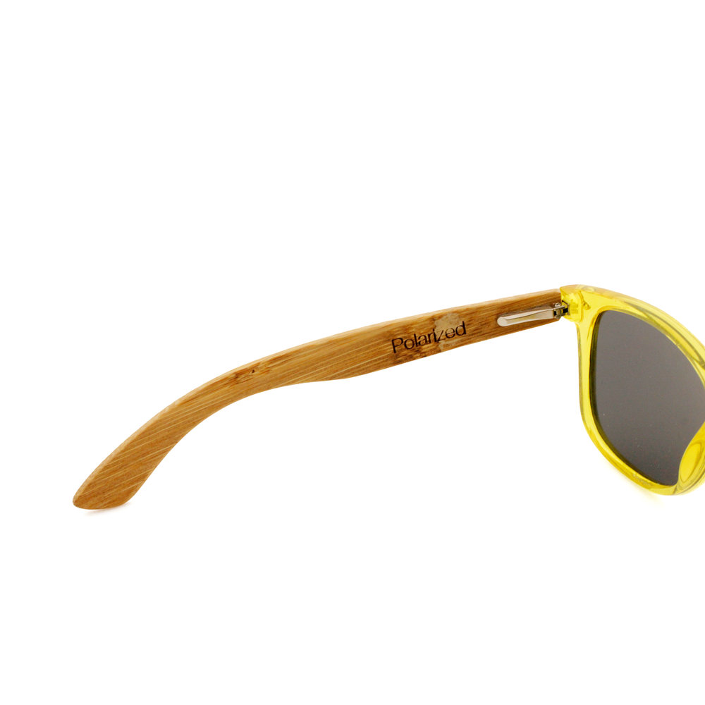 Sonnenbrille mit transparent-gelbem Rahmen | Sonnenbrille aus Bambus