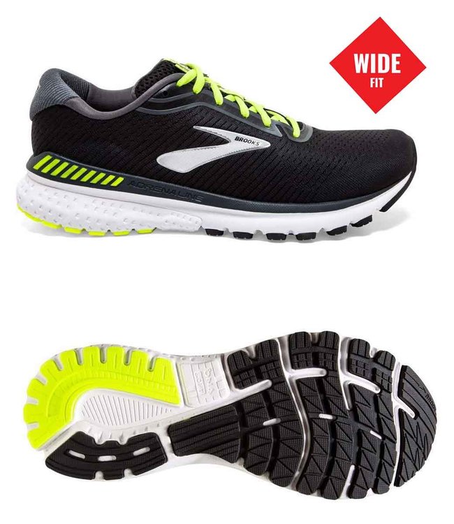 Brooks Adrenaline GTS 20  Wide  2E Black/Lime/Blue Grass