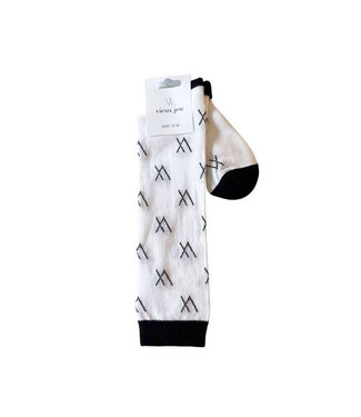 Vieux Jeu Socks Long White VJ Print