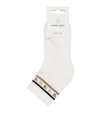 Vieux Jeu Socks Mid White Stripe