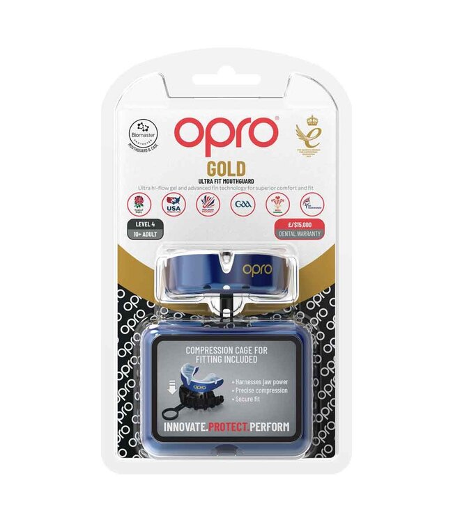 Opro Gold ultra fit bitje blauw-wit Adult 10+