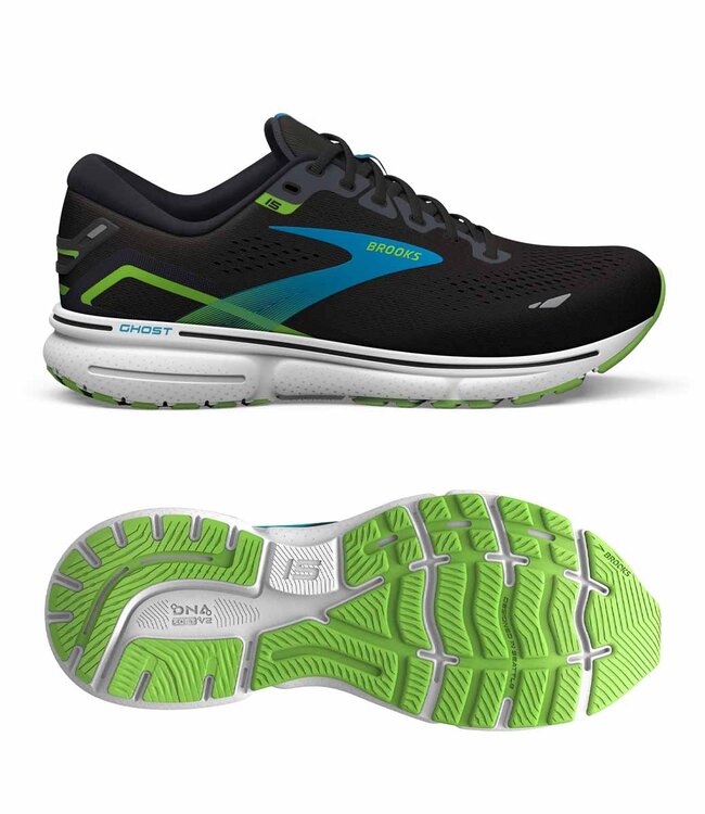 Brooks Ghost 15 Men Black/Hawaiien/Green