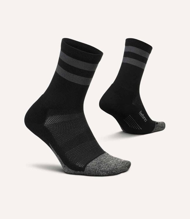 Feetures Elite Light Cushion Mini Crew High Top Stripe Black